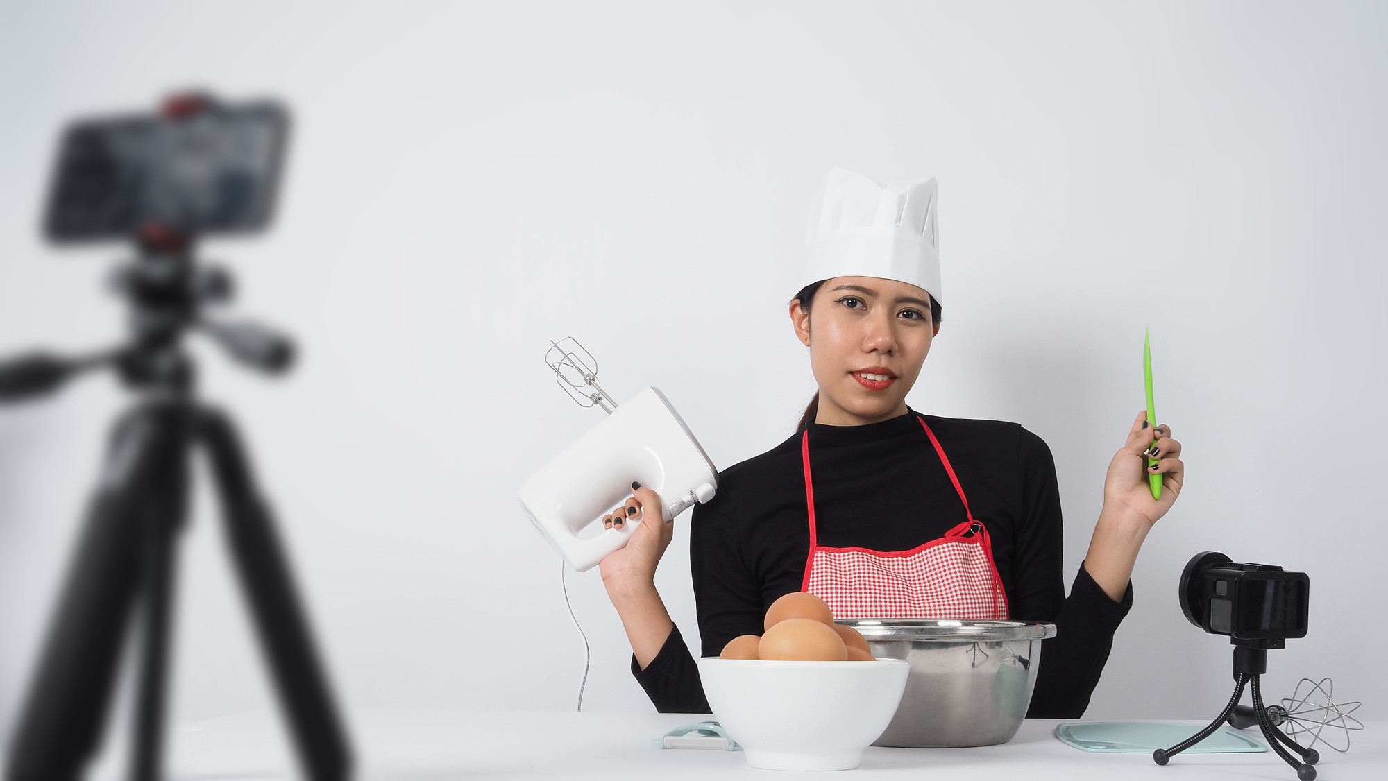Sessione di cooking class in diretta su schermo